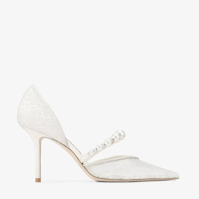 Aurelie 85 Ivory – czółenka jimmy choo z koronki w kolorze kości słoniowej z perłowymi zdobieniami Aurelie 85 Ivory – czółenka jimmy choo z koronki w kolorze kości słoniowej z perłowymi zdobieniami