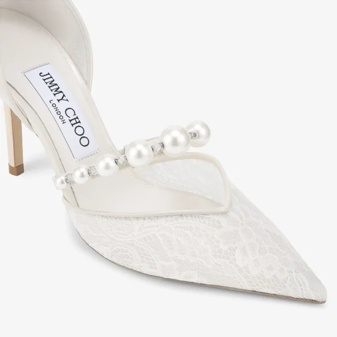 Aurelie 85 Ivory – czółenka jimmy choo z koronki w kolorze kości słoniowej z perłowymi zdobieniami Aurelie 85 Ivory – czółenka jimmy choo z koronki w kolorze kości słoniowej z perłowymi zdobieniami