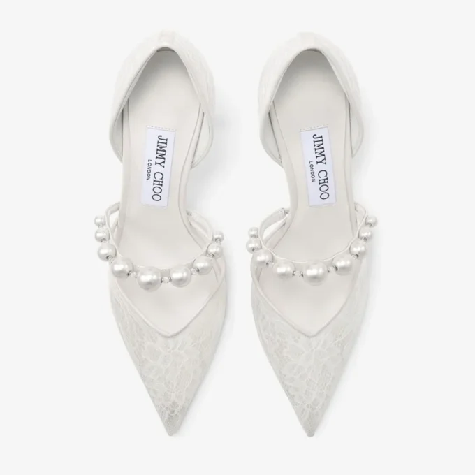 Aurelie 85 Ivory – czółenka jimmy choo z koronki w kolorze kości słoniowej z perłowymi zdobieniami Aurelie 85 Ivory – czółenka jimmy choo z koronki w kolorze kości słoniowej z perłowymi zdobieniami