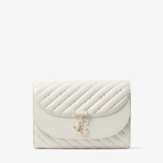 Avenue Curve Clutch – kopertówka z pikowanej skóry nappa w kolorze latte