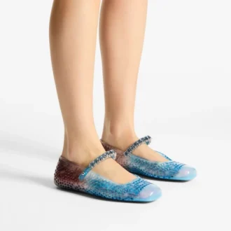 Baleriny Jelly Denim Degradé z kryształowymi zdobieniami