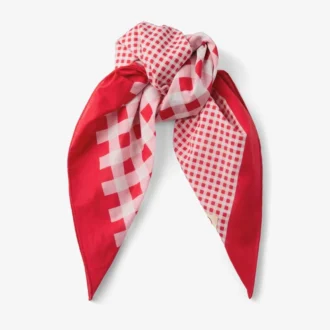 Bandana Sula w kolorze rubinowej czerwieni z nadrukiem w kratkę