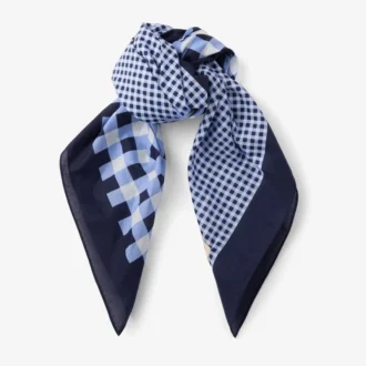 Bandana Sula z bawełny w kratkę w kolorze morskim