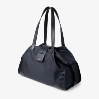 Bar Holdall Duża torba podróżna z nylonu morskiego z wykończeniem z gładkiej skóry cielęcej
