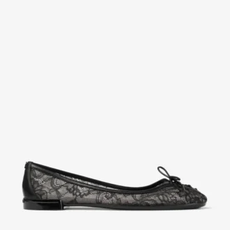 Czarne baleriny Jimmy Choo Scarlett z sznurowaniem