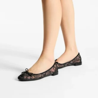 Czarne baleriny Jimmy Choo Scarlett z sznurowaniem