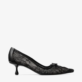 Czarne czółenka Jimmy Choo Scarlett 50 z koronką