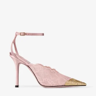 Czółenka Faiz 100 Rose Jimmy Choo z metalowymi koronkowymi detalami Czółenka Faiz 100 Rose Jimmy Choo z metalowymi koronkowymi detalami