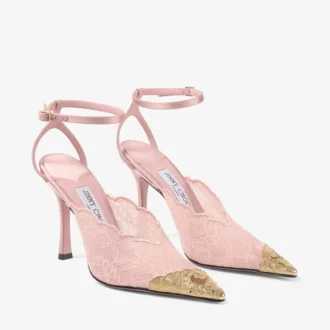 Czółenka Faiz 100 Rose Jimmy Choo z metalowymi koronkowymi detalami Czółenka Faiz 100 Rose Jimmy Choo z metalowymi koronkowymi detalami