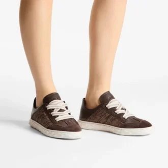 Diamond Light Flex F – trampki z mieszanki skóry w kolorze czekoladowym i latte oraz delikatnej rafii Diamond Light Flex F – trampki z mieszanki skóry w kolorze czekoladowym i latte oraz delikatnej rafii