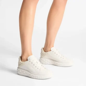 Diamond Maxi F Ii Latte Nappa Leather Pearl Trainers