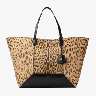 Duża torba Diamond Tote z naturalnej skóry kucyka w panterkę