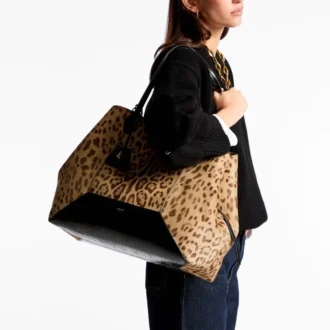 Duża torba Diamond Tote z naturalnej skóry kucyka w panterkę