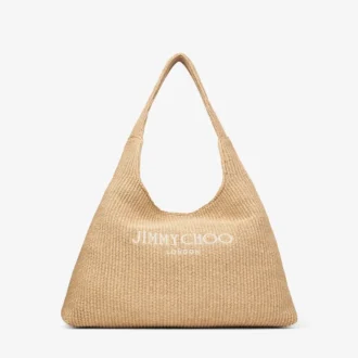 Duża torba na ramię Beach Diamond Hobo z naturalnej rafii