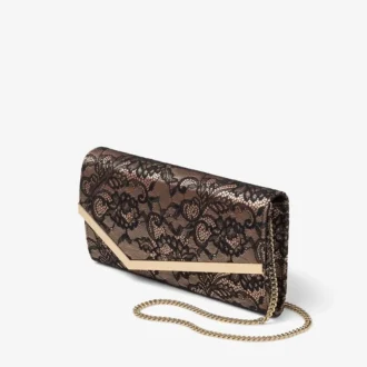 Emmie Czarna i baletowo-różowa kopertówka Jimmy Choo z koronką