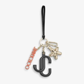 Jc Multi Charm Czarno-pomarańczowa zawieszka do torebki z logo w kształcie gwiazdy z cielęcej skóry