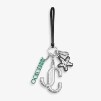Jc Multi Charm Srebrno-zielona metaliczna zawieszka do torebki z logo w kształcie gwiazdy z nappa