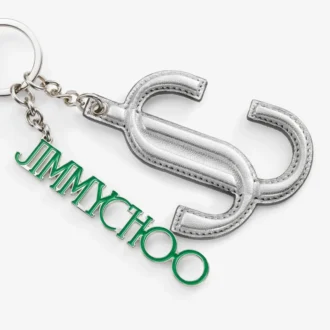 Jc Multi Charm Srebrno-zielona metaliczna zawieszka do torebki z logo w kształcie gwiazdy z nappa