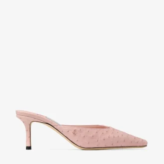 Klapki Vivi 65 Rose z skóry strusiej Klapki Vivi 65 Rose z skóry strusiej