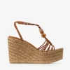 Lemi Wedge 100 Tan Mix – zamszowe sandały na koturnie z koralikami Lemi Wedge 100 Tan Mix – zamszowe sandały na koturnie z koralikami
