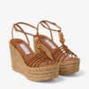 Lemi Wedge 100 Tan Mix – zamszowe sandały na koturnie z koralikami Lemi Wedge 100 Tan Mix – zamszowe sandały na koturnie z koralikami
