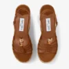 Lemi Wedge 100 Tan Mix – zamszowe sandały na koturnie z koralikami Lemi Wedge 100 Tan Mix – zamszowe sandały na koturnie z koralikami