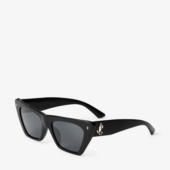 Lou Czarne i szare okulary przeciwsłoneczne w stylu „kociego oka” z acetatu
