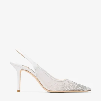 Love Sling Back 85 Białe sandałki z siateczki z kryształkami DéGradé Galaxy Love Sling Back 85 Białe sandałki z siateczki z kryształkami DéGradé Galaxy
