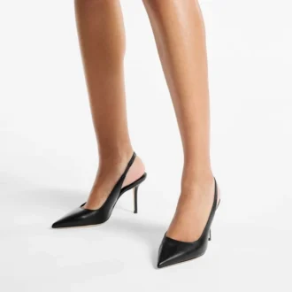 Love Sling Back 85 Czarne czółenka z cielęcej skóry