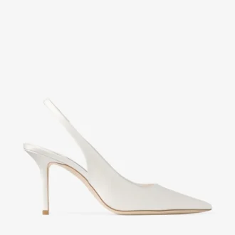 Love Sling Back 85 Satynowe czółenka w kolorze kości słoniowej