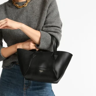 Mała czarna torba z cielęcej skóry Diamond Tote