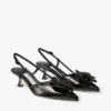 Mimmi Sling Back 50 Czarne błyszczące sandałki z nappa z korsażem z koronki nappa Mimmi Sling Back 50 Czarne błyszczące sandałki z nappa z korsażem z koronki nappa