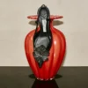 Mimmi Sling Back 50 Czarne błyszczące sandałki z nappa z korsażem z koronki nappa Mimmi Sling Back 50 Czarne błyszczące sandałki z nappa z korsażem z koronki nappa