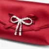 Mini torba z miękką kokardką w kolorze rubinowej czerwieni z kryształową kokardką Mini torba z miękką kokardką w kolorze rubinowej czerwieni z kryształową kokardką
