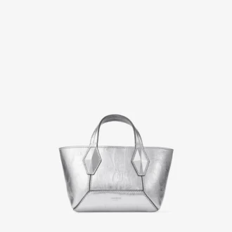 Mini torebka Diamond Tote z metalicznej skóry w stylu vintage w kolorze srebrnym