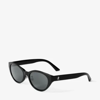 Owalne okulary przeciwsłoneczne Benna z czarno-szarego acetatu