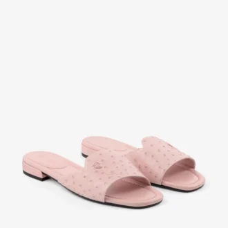 Płaskie buty Dina z różowej skóry strusiej Płaskie buty Dina z różowej skóry strusiej