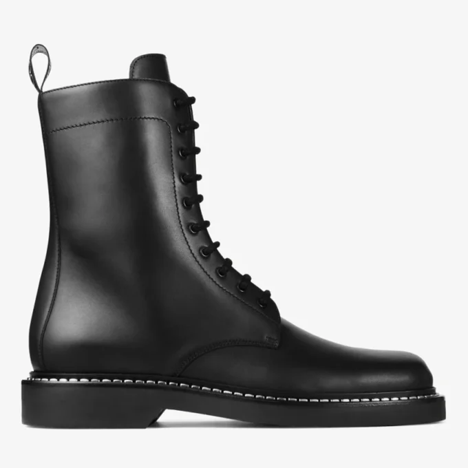 Rowan Derby Boot Czarne botki z gładkiej skóry cielęcej z metalowymi detalami Rowan Derby Boot Czarne botki z gładkiej skóry cielęcej z metalowymi detalami