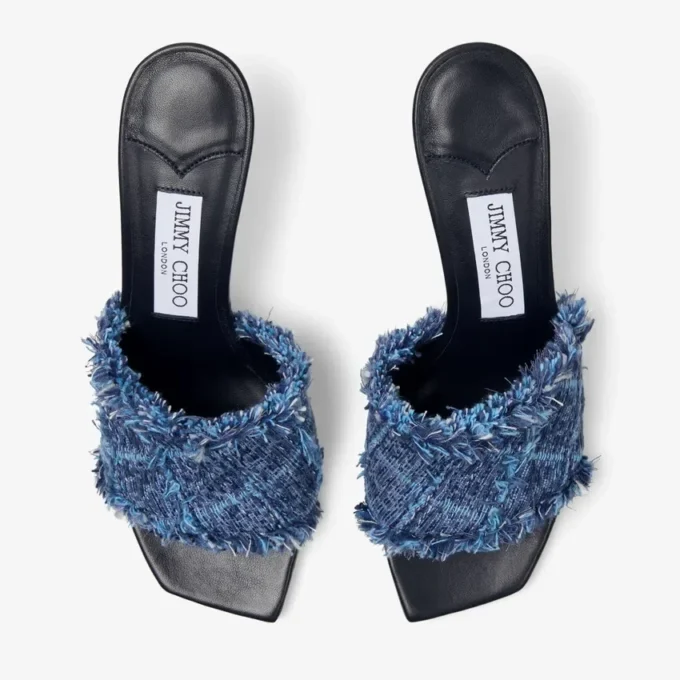 Sandały Alexia 70 z denimu w kratkę Sandały Alexia 70 z denimu w kratkę