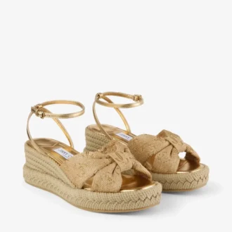 Sandały na koturnie Aella 60 Gold Raffia Sandały na koturnie Aella 60 Gold Raffia