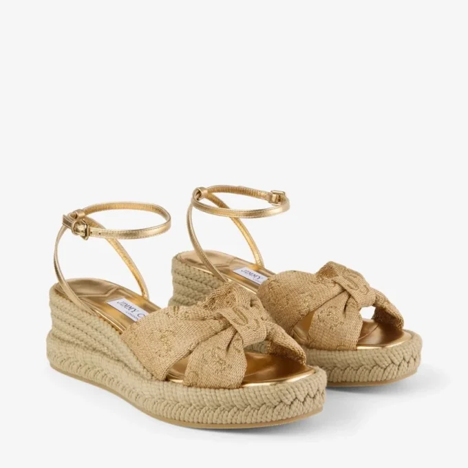 Sandały na koturnie Aella 60 Gold Raffia Sandały na koturnie Aella 60 Gold Raffia