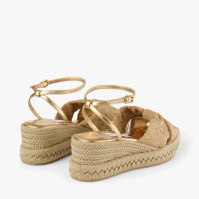 Sandały na koturnie Aella 60 Gold Raffia Sandały na koturnie Aella 60 Gold Raffia