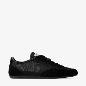 Sunny F z mieszanki czarnej skóry i niskie trampki jimmy choo z koronką