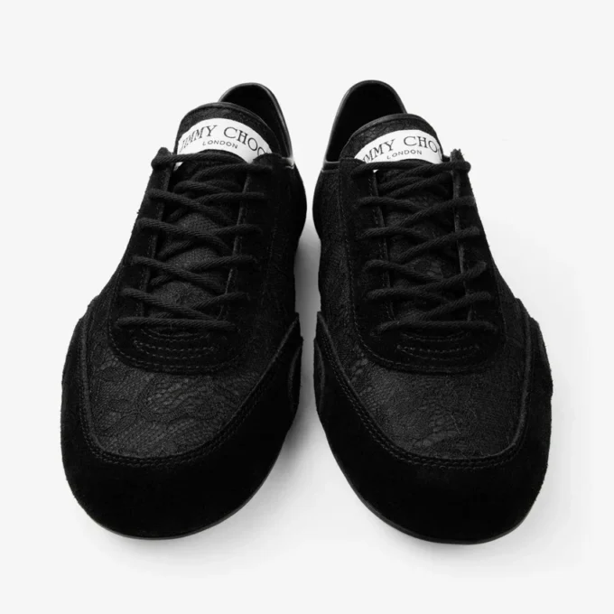 Sunny F z mieszanki czarnej skóry i niskie trampki jimmy choo z koronką Sunny F z mieszanki czarnej skóry i niskie trampki jimmy choo z koronką