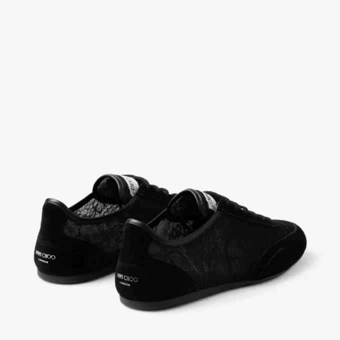 Sunny F z mieszanki czarnej skóry i niskie trampki jimmy choo z koronką Sunny F z mieszanki czarnej skóry i niskie trampki jimmy choo z koronką